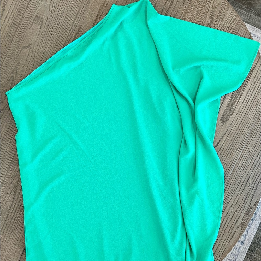 Green, one shouldered cocktail dress